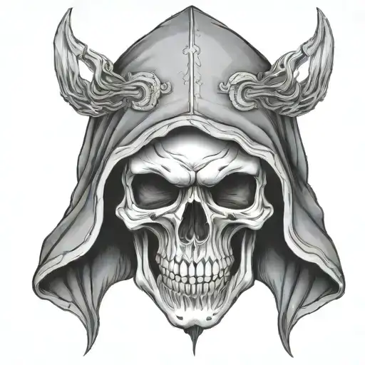 Skull With Hood On