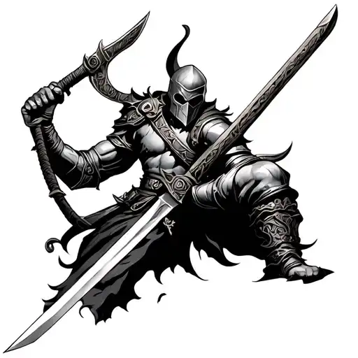 Battle Warrior Wielding A Sword