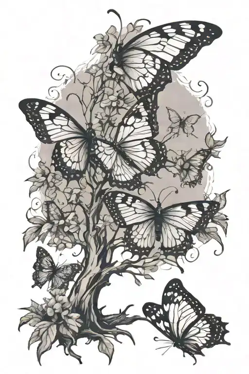 Tree And Butterfly With Angles