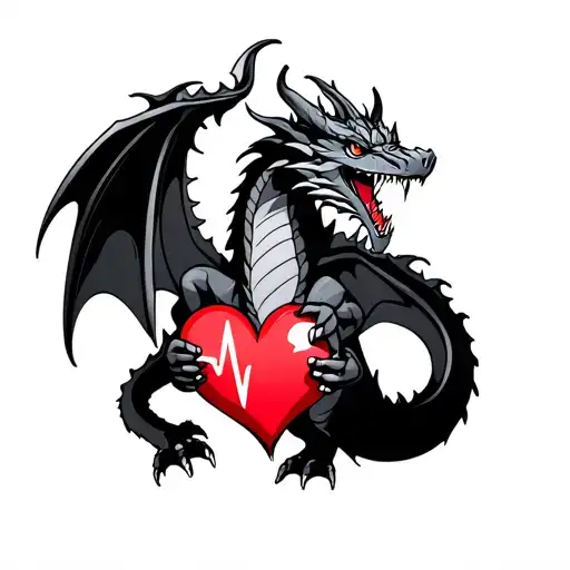 Dragon Holding Heart Beat