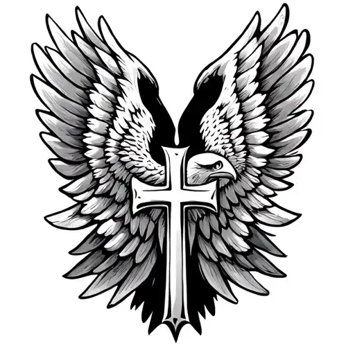 Eagle Wings With A Cross In The Middle