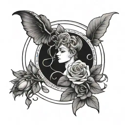 Roses Lilith Sigil Tattoo Circle Moon