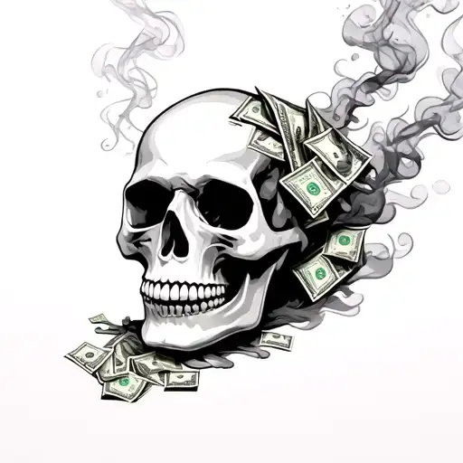 Money Skull And Smoke