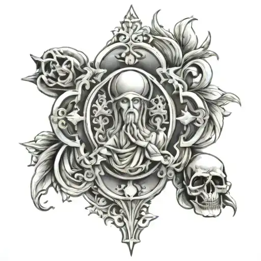 Religious Stencil Tattoo Design