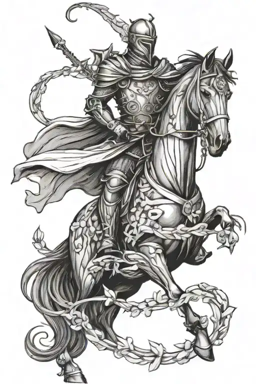 Black Knight With Sweet Pea Vine Wrapping