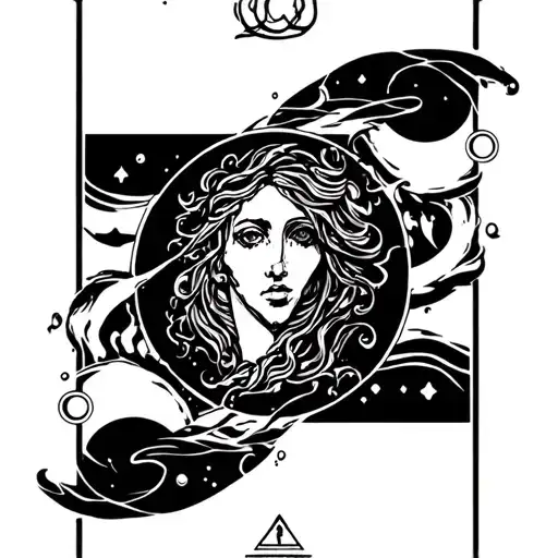 Tarot Card With Aquarius Astrological Sign Which Pours Water