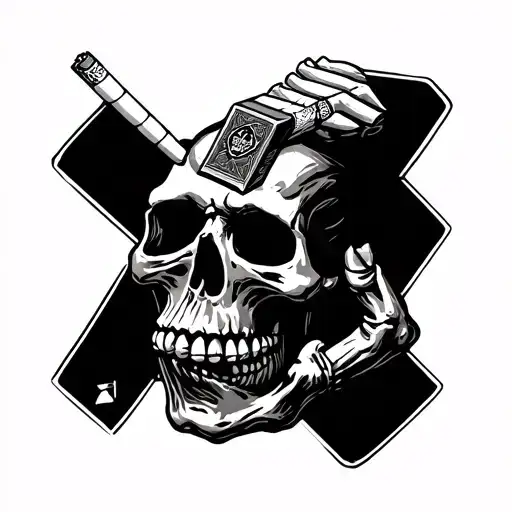 Skeleton Rock N Roll Hand With Pack Of Cigarettes