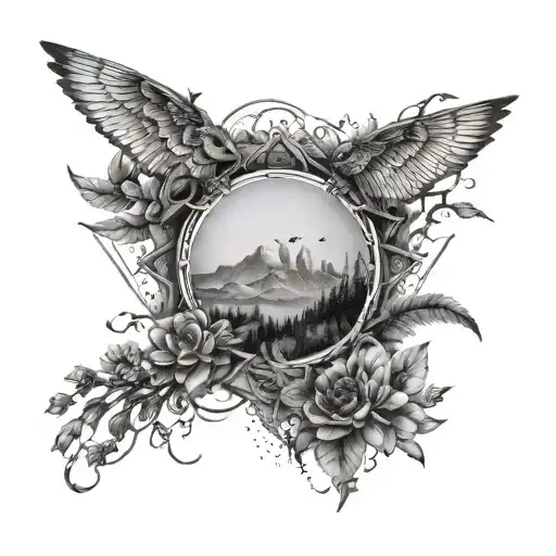 A Unique Tattoo Design Symbolizing The Connection Between Piloting And The Beauty Of Nature