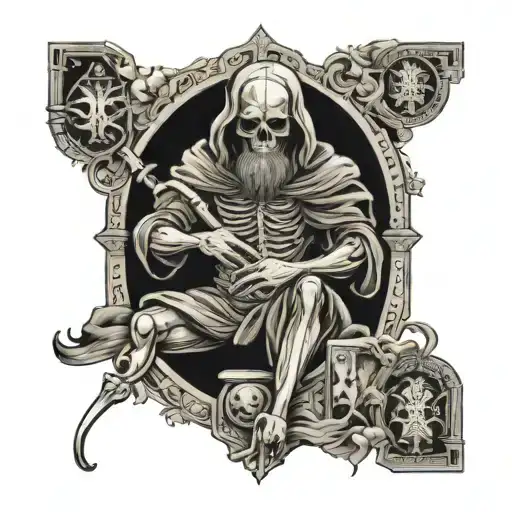 The Fool Holding Hands With Death Tarot Card