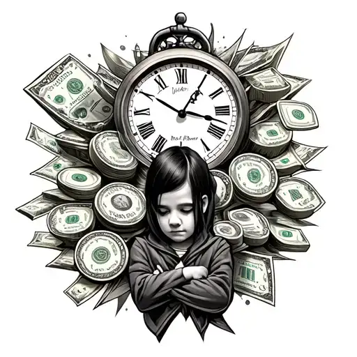 A Tattoo About Money And Time And A Little Person In The Middle Not So Big