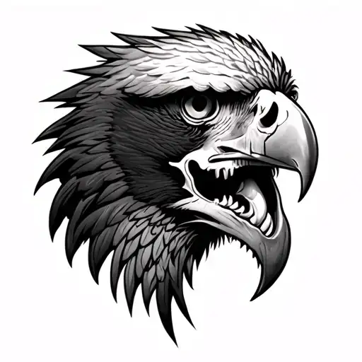 Eagle Head But Half Of It Is A Eagle Skull