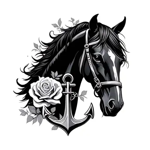 Horse Rosses And Anchor