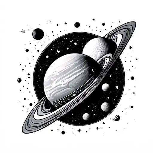 Space Theme Tattoo With Celestial Body