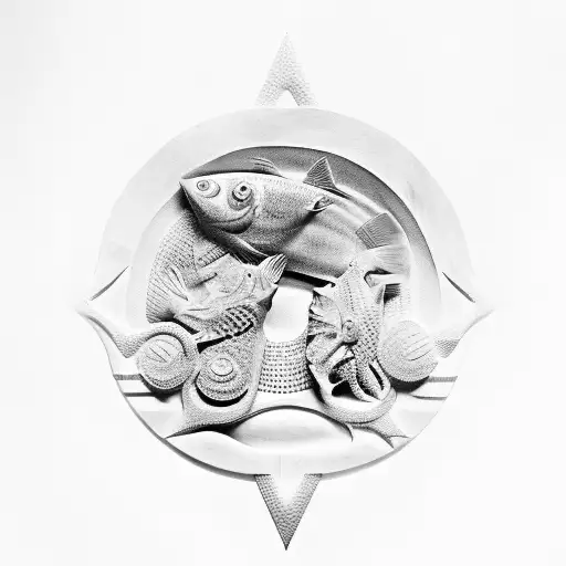 Greek Statue With 2 Koy Fish