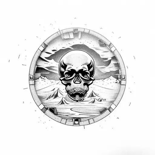 A Detailed Mine Entrance With A Skull Miner Silhouette