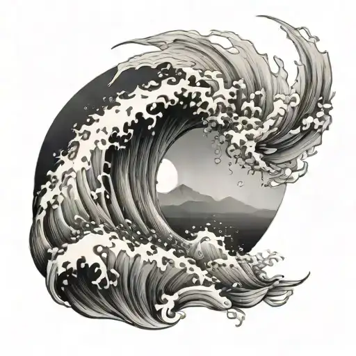 Half Moon Water Waves Crashing