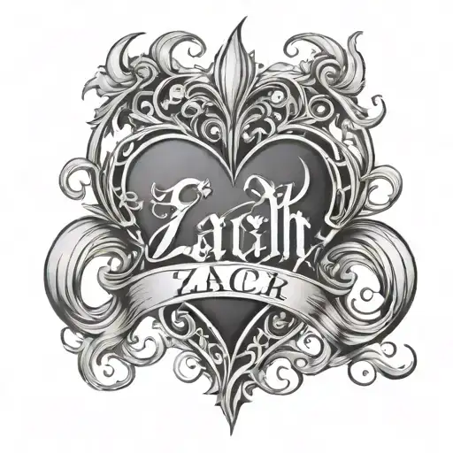 Gothic Heart With The Name Zach
