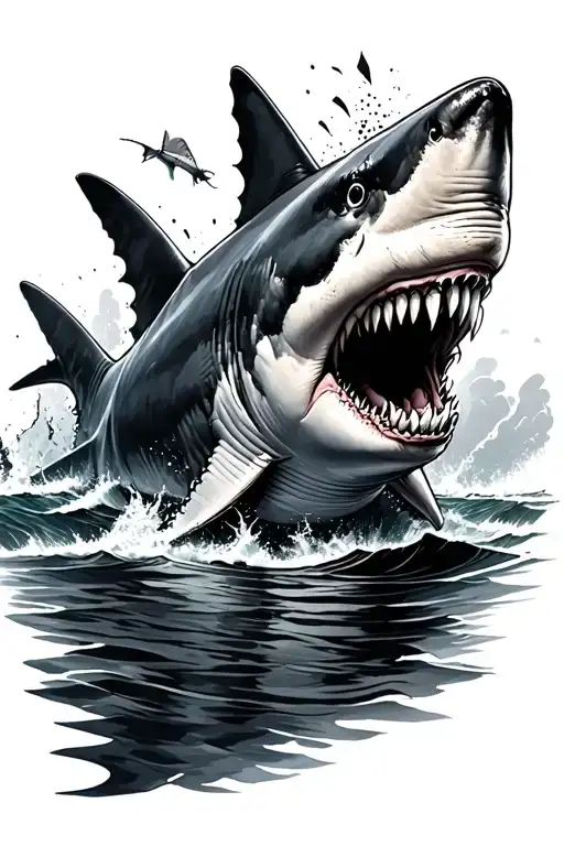 Great White Shark Deep Ocean Scene