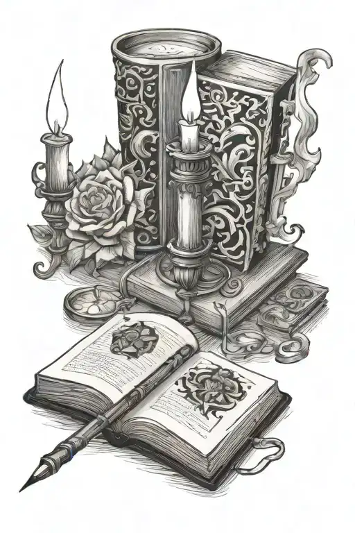 Book Pen Table Candle