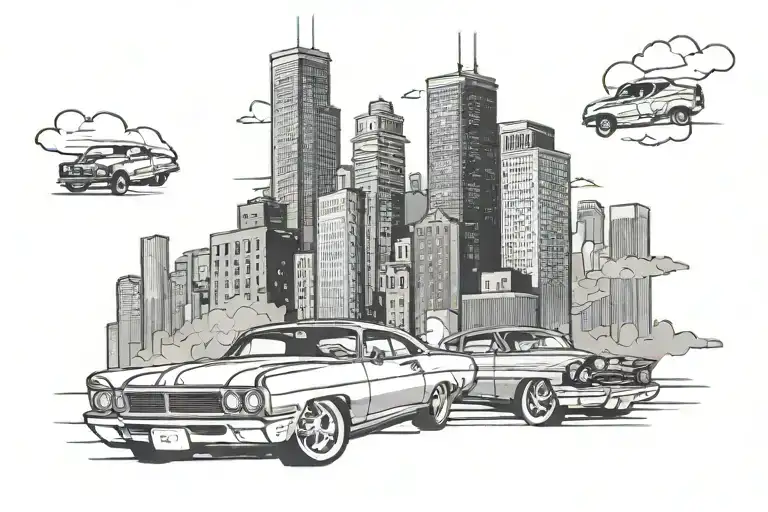 Chicago And Cars Drifting In The Background