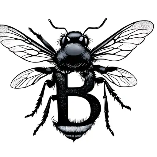 Bee Flying With A Letter B In The Body Shaped Like