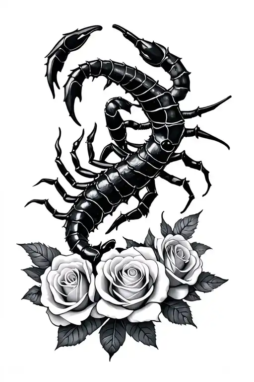 Libra And Scorpio Zodiac Signs With Roses Entwined