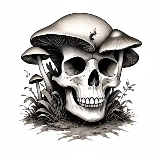 Mushrooms Growing From The Skull