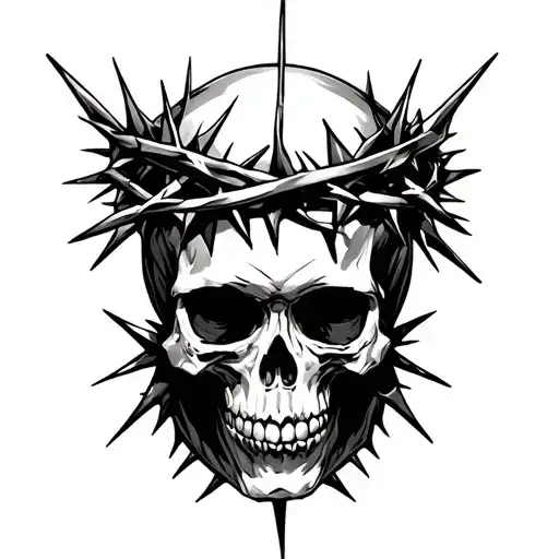 Skull Wearing Crown Of Thorns