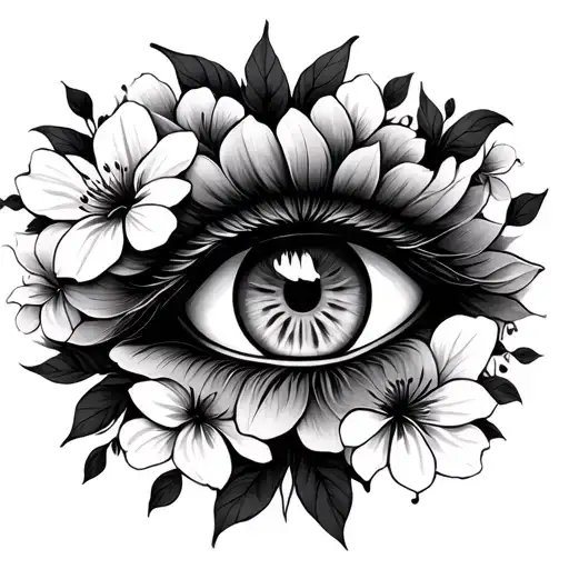 Lion Eyes With Flowers Around