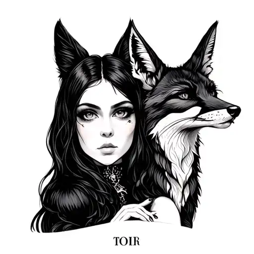 Goth Girl With Fox On Tarot Card
