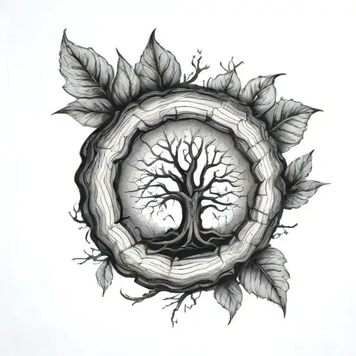 Tree Rings With Leaves Growing