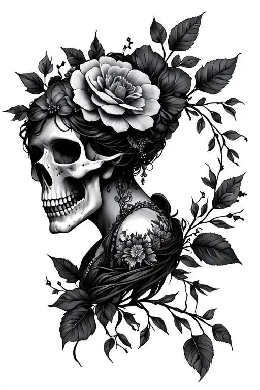 Persephone With Skull Floral