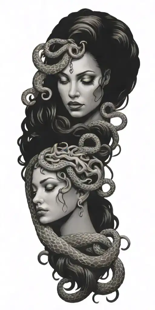 Medusa Crying With Snakes Surrounding Her
