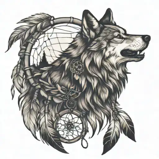 Wolf And A Dreamcatcher