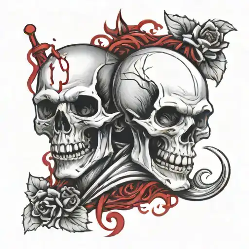 Skull And Vampire Drinking Blood