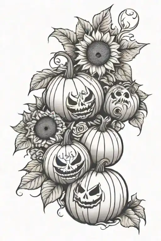 Pumpkins Spider Webs Sunflowers