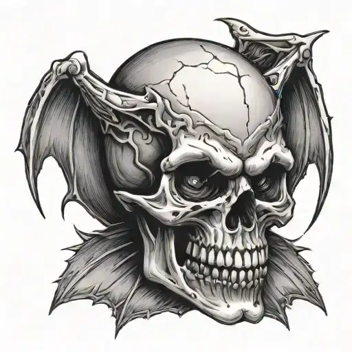 Skull With Vampire Fangs Smirking