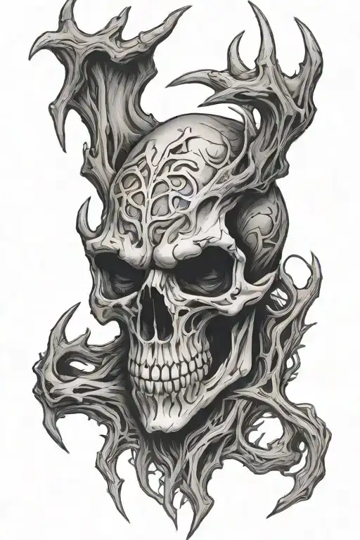 Wendigo Skull With Twisted Antlers