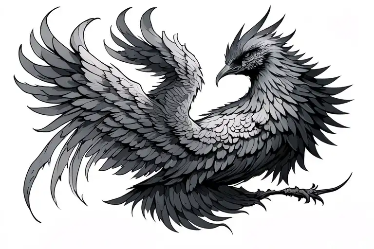 Phenix Wing Tattoo With A Little Color
