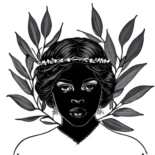 Neo Traditional Portrait Of A Woman With An Olive Branch Crown