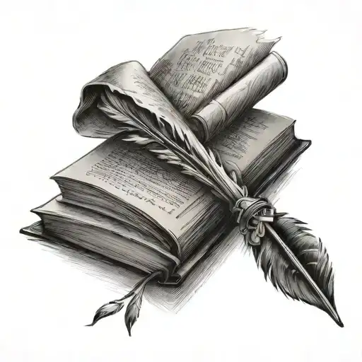 Open Book Unfinished Writting Quill Pen