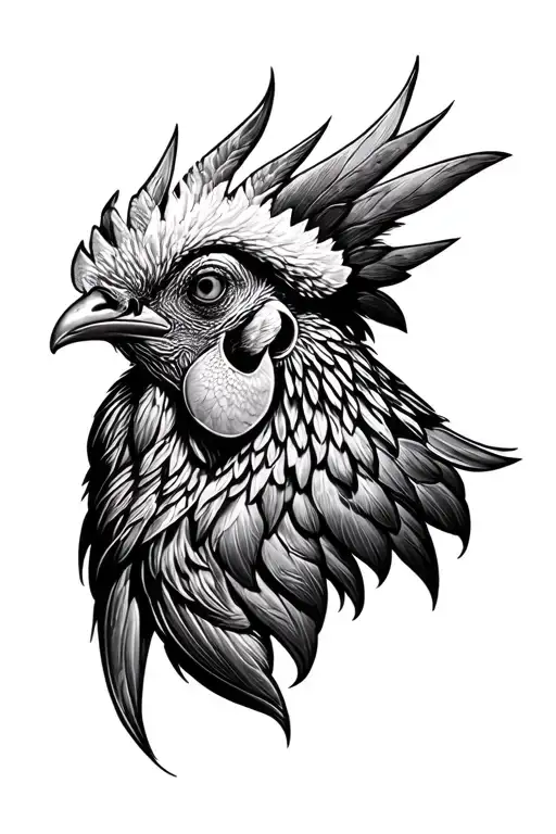 Rooster Neck And Head Surrounded