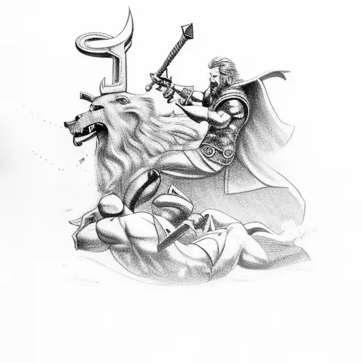 Thor And Odin In A Battle