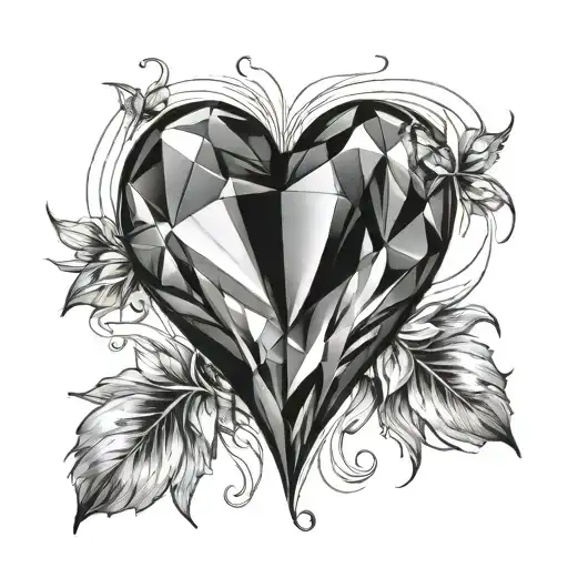 Heart And Diamond Tatto Idea