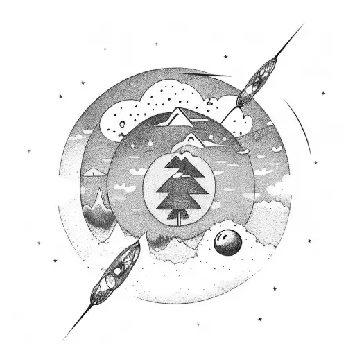 Mountain Scene With Planets In The Sky