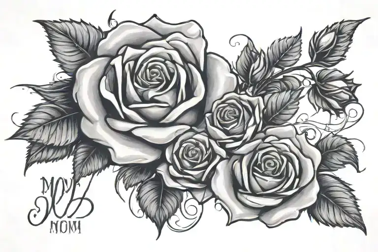 Roses Surrounding And Mom Written