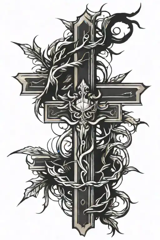 Cross With Crown Of Thorns