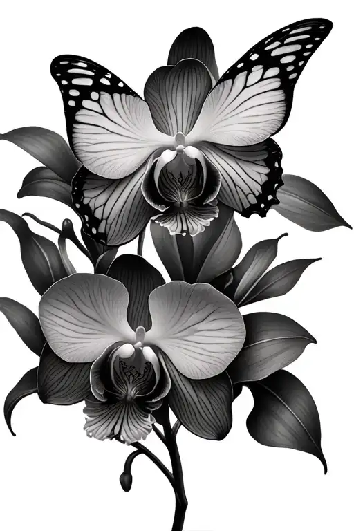Orchid With Butterflies