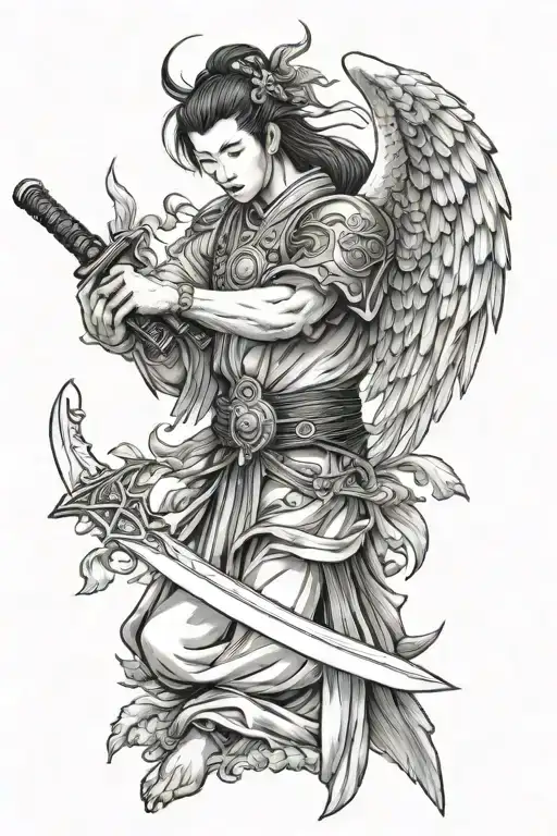 Chinese Angel Holding A Sword