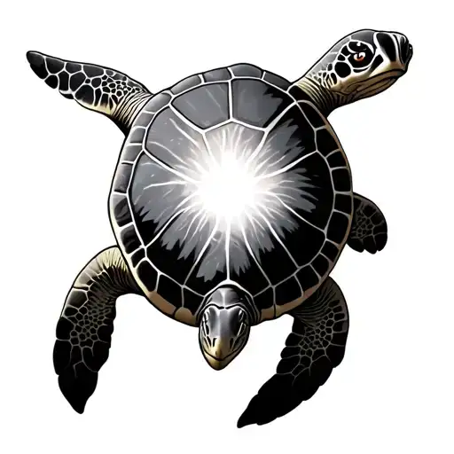 Sea Turtle With Lighting Going Throughout